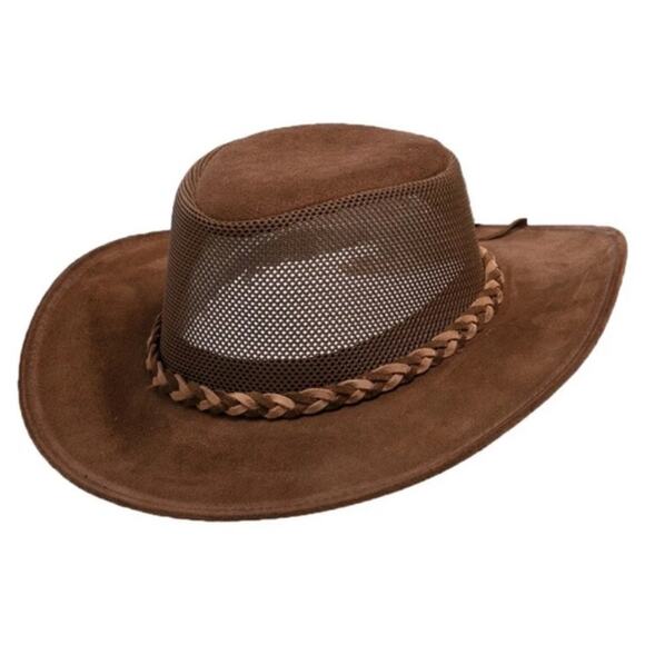 Henschel Brown Suede Mesh Outback Aussie Breezer Hat X Large Crushable/Packable - Picture 1 of 6